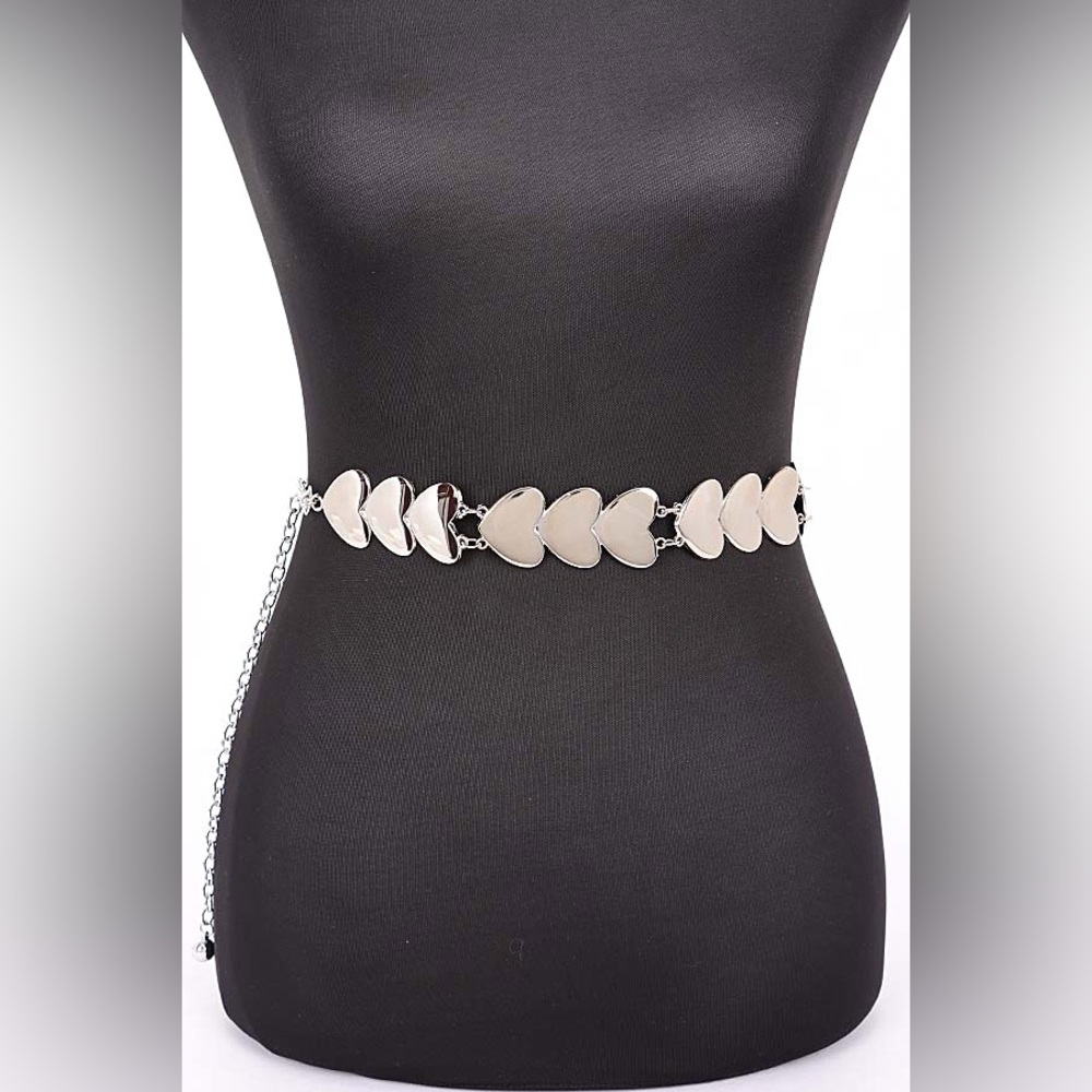 Gold or Silver Heart Metal Chain Statement Belt